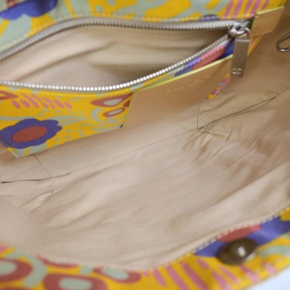 CHANEL CC High Summer Tote Bag Shoulder Canvas Leather Flower Yellow - Picture 11 of 16